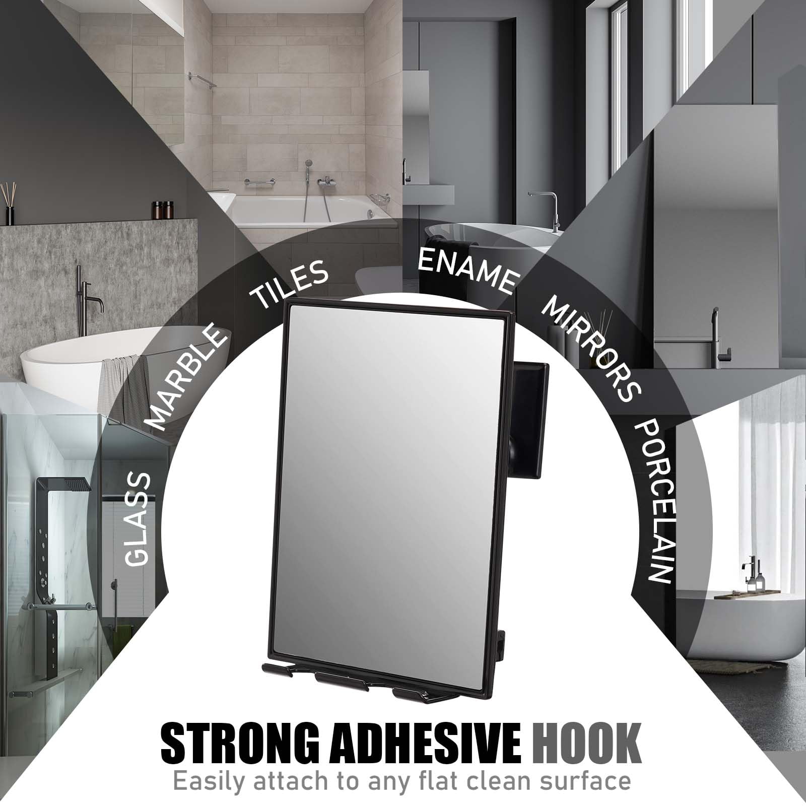 LFOYOU Shower Mirror for Shaving - with Squeegee, Razor Holder & Swivel, 360°Rotation Adjustable Mirror, Accessories, Bathroom Holds Razors