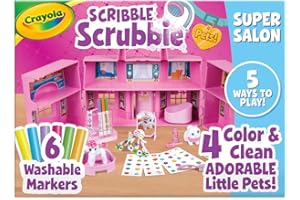 Crayola Scribble Scrubbie Pets Super Salon, Color, Paint & Wash Toy, Gift for Kids, Ages 3, 4, 5, 6