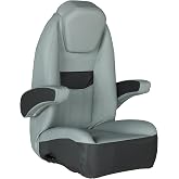 Lippert Rockport Series High Back Recliner Pontoon Helm Seat for Boats, Ergonomic Foam Cushioning, Marine-Grade Vinyl, Corrosion-Resistant Hardware, River Rock - 20221094164