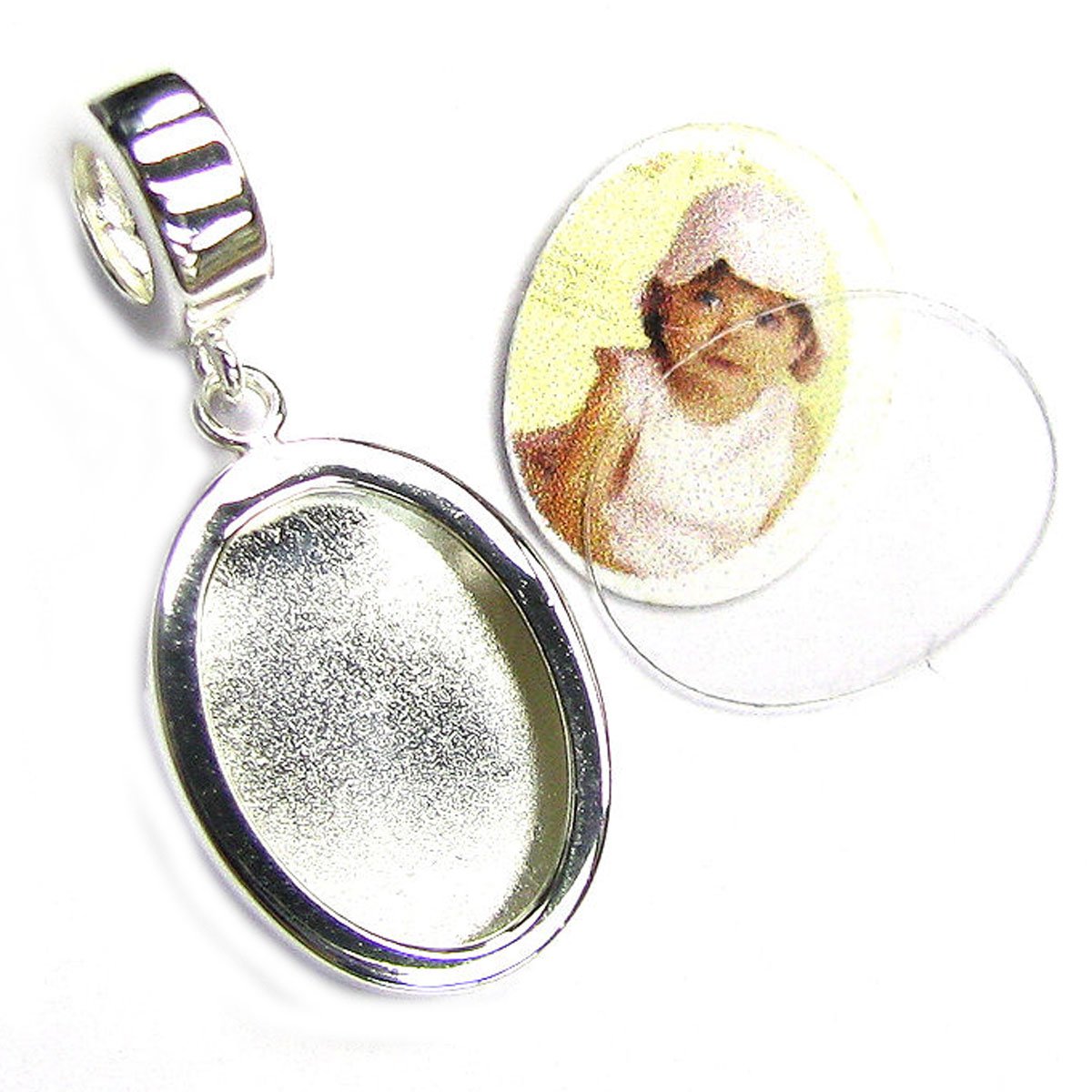 Queenberry Sterling Silver Photo Picture Frame Dangle Family Bead for European Charm Bracelets