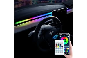 Uxcer Tesla Model 3/Y Interior Neon Lights for Dashboard, RGBIC Color Changing LED Strip Lights with Remote & App Control, USB Tesla Ambient Lighting Accessories 2021 2022 2023 2024