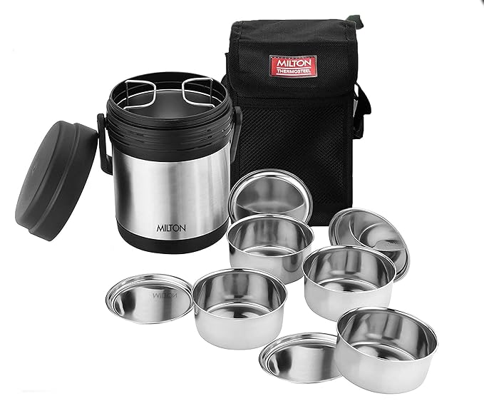 Buy Milton Thermosteel Hot Meal Container Lunch Box, Set of 4, Black