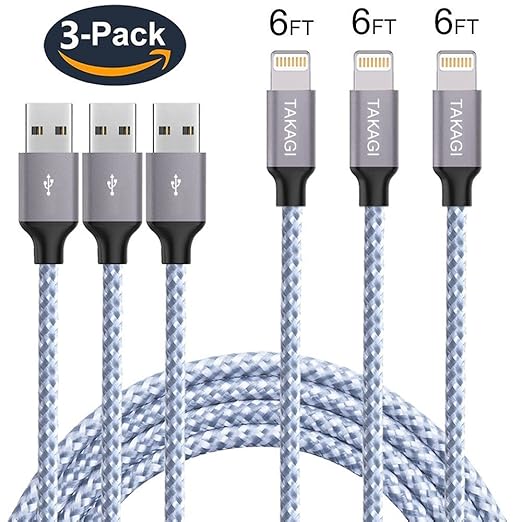 Best Budget Friendly: TAKAGI Lightning Cable Nylon Braided with Fast Charging 3 of 6FT