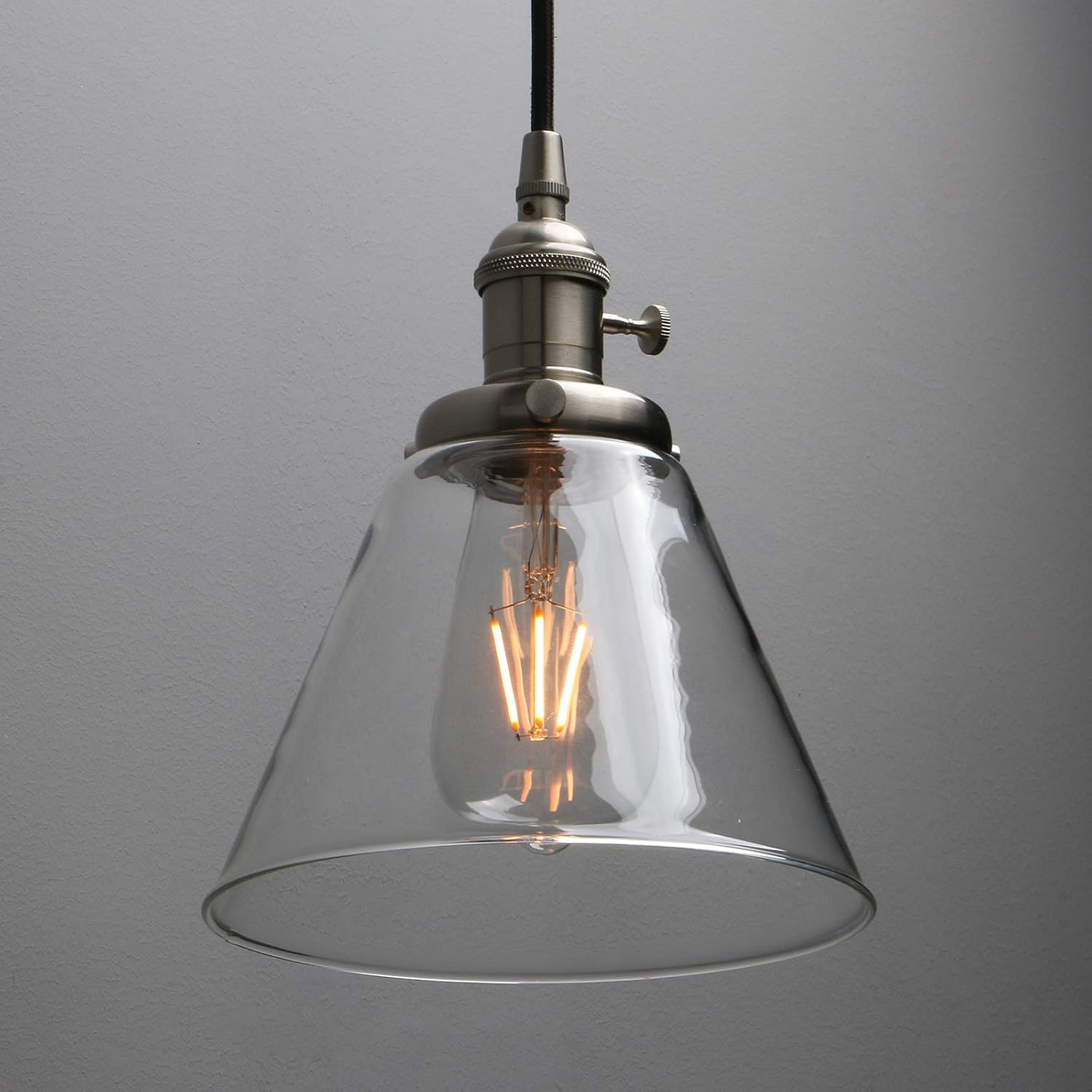Phansthy Industrial Pendant Light Fitting with Switch, 3 Light Hanging Lamp with Clear Glass Shade - Image 5
