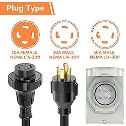 CircleRiver 25 Feet 30 Amp Generator Cord and Power