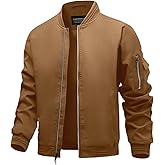 Polu Men's Bomber Jackets with Pockets Lightweight Windbreaker Jackets 2-Way Zipper Casual Business Fall Winter Coat