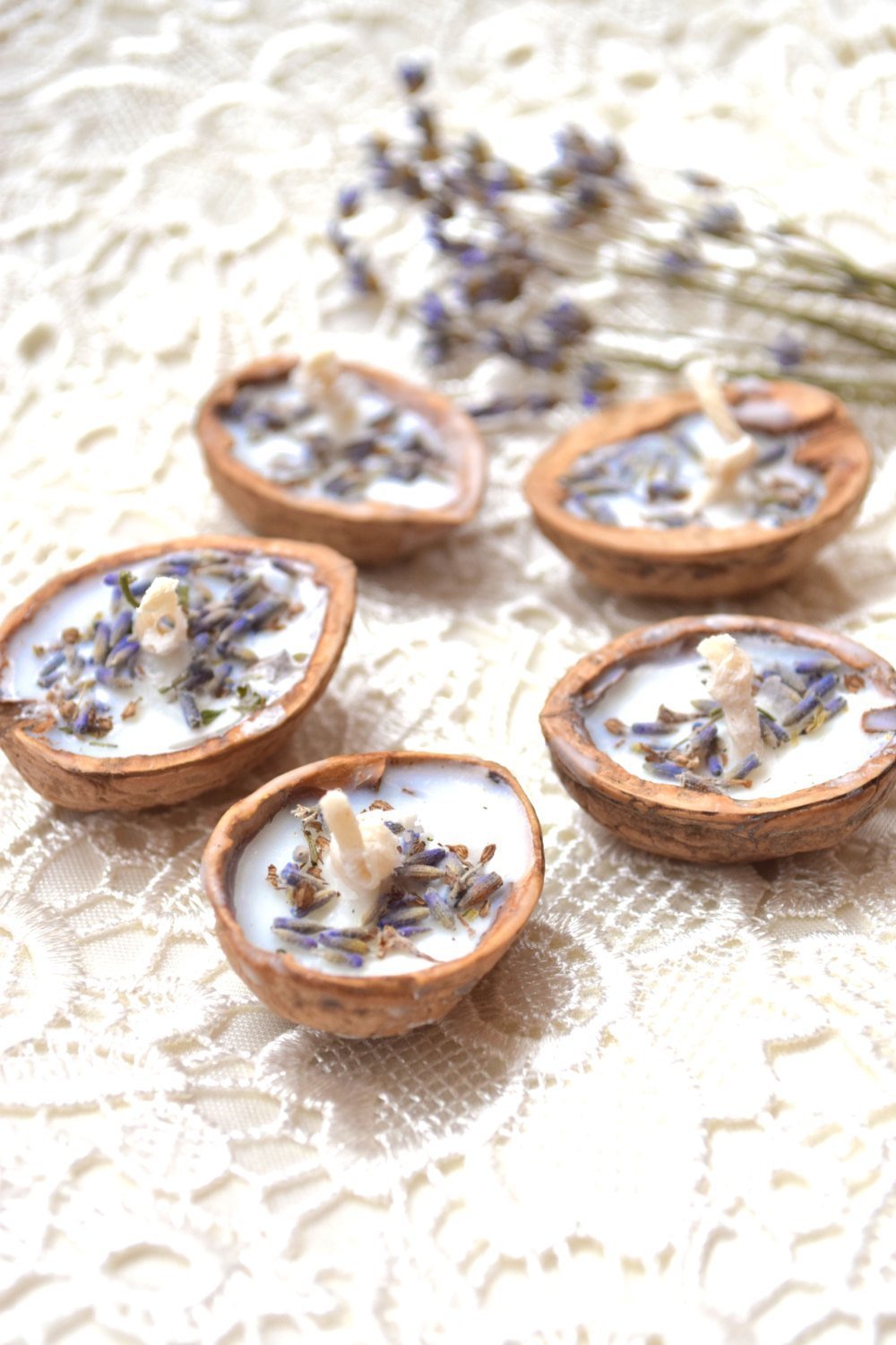 Lavender Candles Floating Candle Fall Wedding Rustic Tea Light Walnut