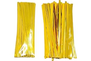 FEATUMAN Gold Metallic Twist Ties Reusable, 4.7 Inch Long Plastic Twist Ties for Bags, Reusable Twist Bread Ties for Party Wrap Gift Bags, Birthday Bags, Bread Candy Bags and Christmas Decorations 800 Pcs