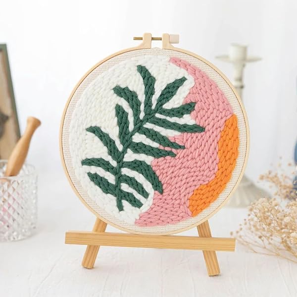 ALLAZONE 3 SET PUNCH NEEDLE EMBROIDERY KITS, PUNCH NEEDLE KITS FOR ADULTS BEGINNER WITH SUNFLOWER PATTERN, INSTRUCTION, PLASTIC HOOP, YARN AND EMBROIDERY HANDLE NEEDLE PEN