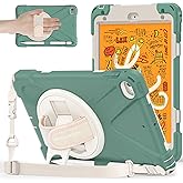 BRAECNstock for Apple iPad mini 5th/ 4th Generation Case 7.9" 2019/2015, Shockproof Protective with Pen Holder, Rotating Hand Strap & Stand, Shoulder Strap, Case for iPad mini 5/4, Emerald Green