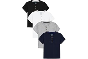 Feyoyi 4 Pack Toddler Boys Shirts Toddler Boys Short Sleeve Cotton T Shirts Henley Pocket T-Shirt Tops Tee for Little Kids