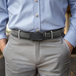 KEMISANT Men Belt 2 Pack, Leather Ratchet Belt Easy