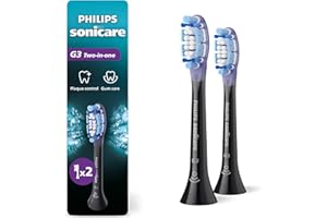 Philips Sonicare G3 Two-in-One - Genuine Replacement Electric Toothbrush Heads, Black, 2 Pack, HX9052/95