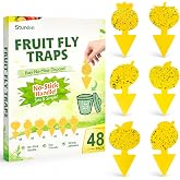 Yellow Sticky Fungus &amp; Gnat Traps with Non-Stick Handle for House Indoors Plants 48 Pack &ndash; Double-Sided Adhesive