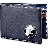 VISWORLD Men's Wallet with Airtag Holder, Bifold Full-Grain Leather Wallet for Apple Air Tag (1st & 2nd Generation), Slim Wallet for Men with RFID Blocking, 11 Card Slots