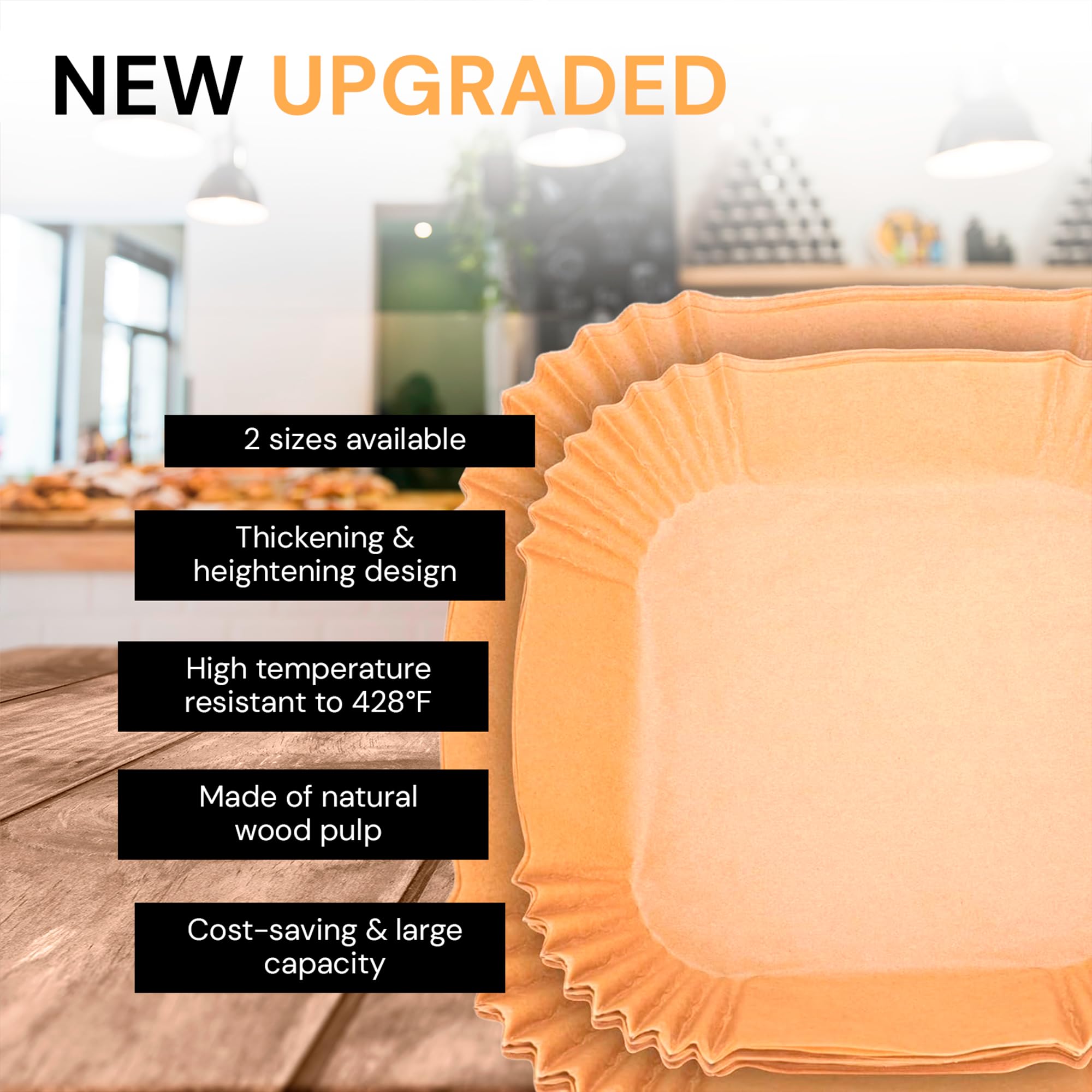 edihome, Backpapier für Heißluftfritteuse, fur Air Fryer, 100 Stück, 20-24 cm, BPA Free, Zubehör Heissluftfritteuse, Einweg, für Backofen, 5 bis 8 Liter (Quadratisch, 20-24 cm) 5