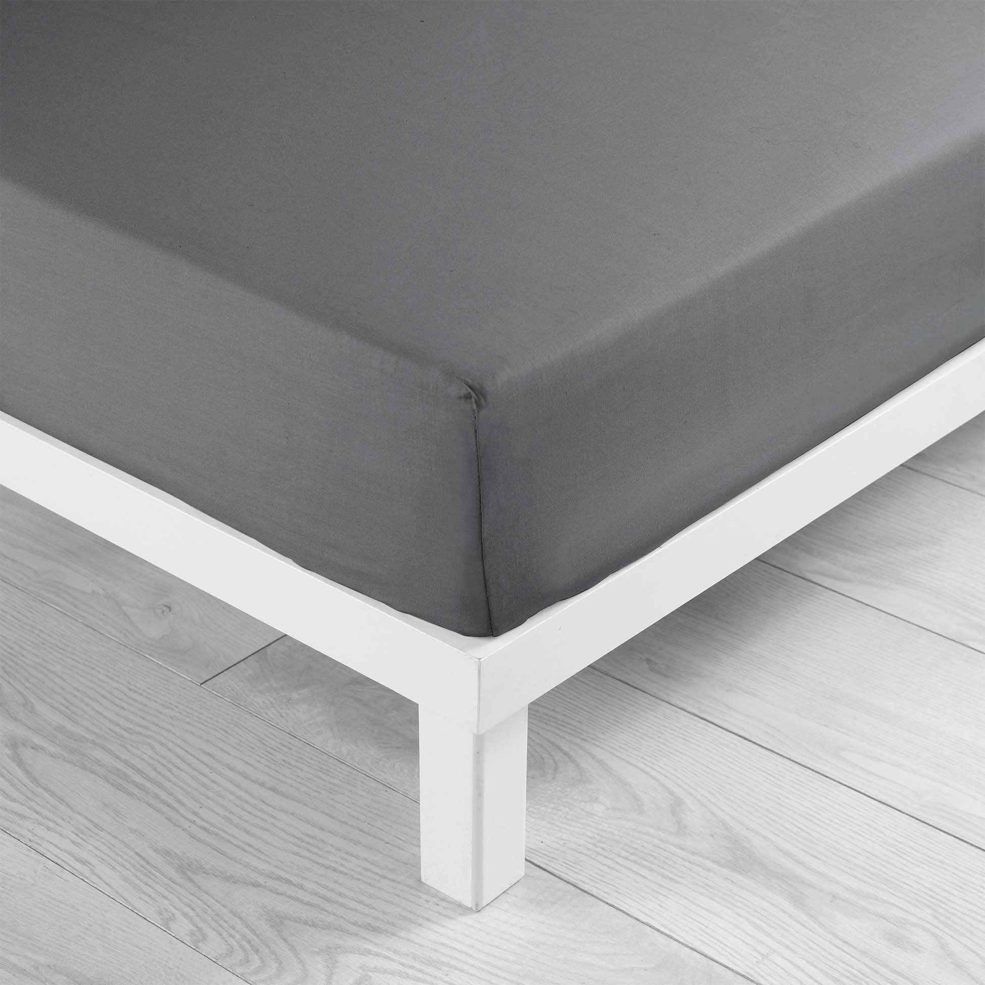 douceur d'intérieur, Lina Fitted Sheet (180 x 200 cm) Anthracite 100% Cotton