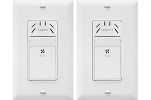 TOPGREENER Humidity Sensor and Fan Control Switch, Ventilation Fan Humidity Sensor Switch, Neutral Wire Required, TDHS5, 2-Pack (Wall Plate Included)