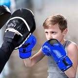 Grosee Kids Boxing Gloves 6oz 8oz Blue Youth Training Sparring MMA Muay Thai view 6