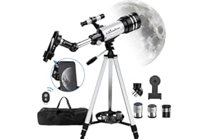 ALKINSHUE Telescope 70mm Aperture 400mm -Magnification 24-180X, Astronomical Portable Refracting Telescope Fully Multi-Coated High Transmission Coatings AZ Mount with Tripod &Wireless Control & Carrying Bag