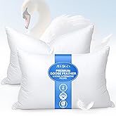 zibroges Feather Pillows Queen Size Set of 2 - Goose Down Hotel Bed Pillow for Sleeping, Soft 600 Thread Count Cotton Cover, Fluffy Support Surround Fill Polyester for Side, Back, Stomach Sleepers