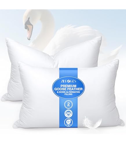 Amazon.com: zibroges Goose Feather Pillow Queen Size Pack of 2