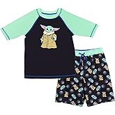 STAR WARS The Mandalorian The Child Pullover Rash Guard and Swim Trunks Outfit Set Little Kid to Big Kid