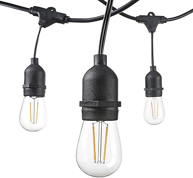 Mw Led String Lights Outdoor 48ft With 15 Hanging Ip65