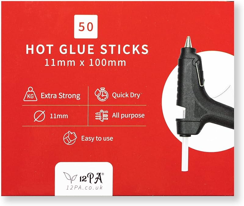 12PA 11mm Glue Sticks 50 pcs for Glue Gun 11mm x 100mm Hot Glue