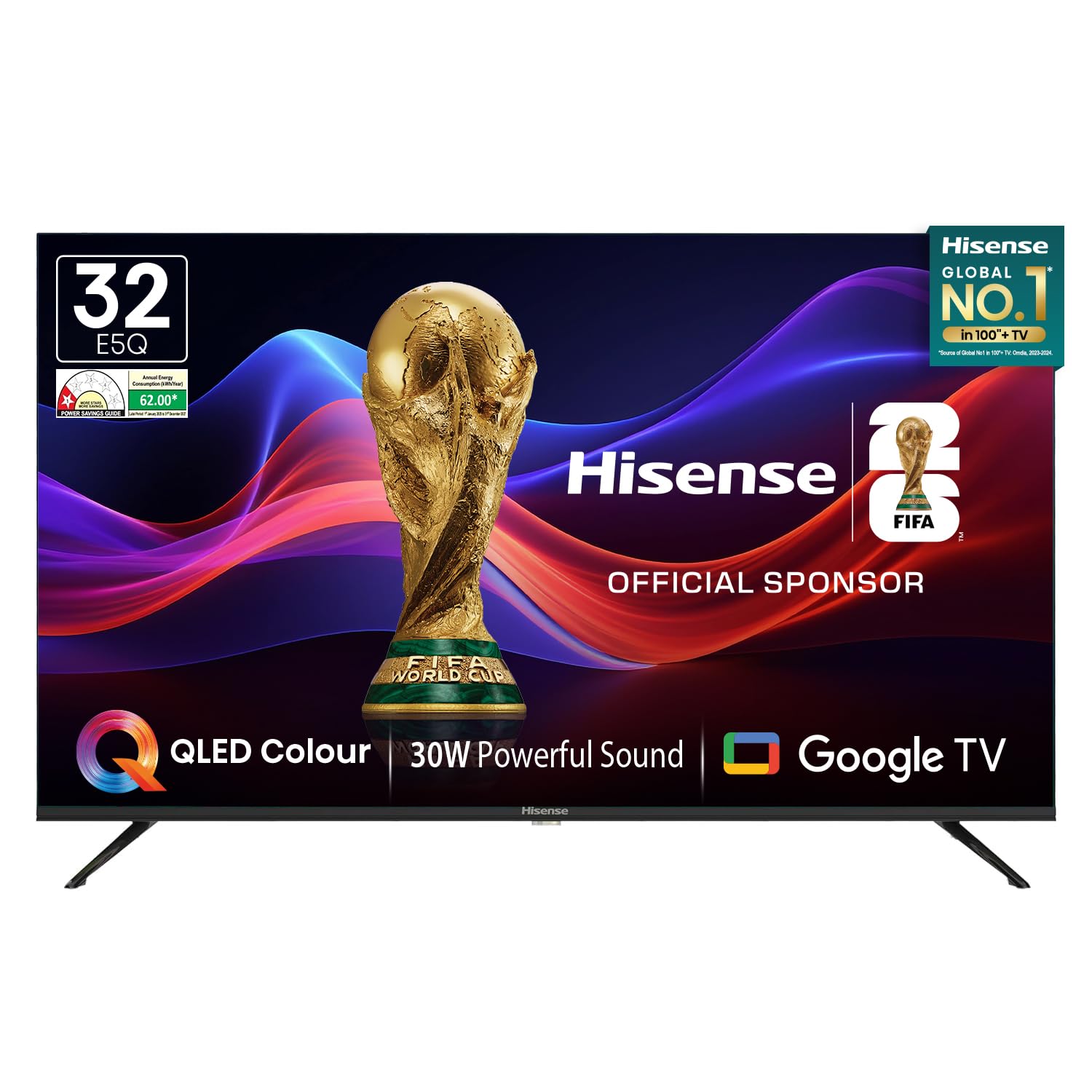 Hisense 80 cm (32 Inches) HD Ready Smart QLED Google TV | HDR10, 30W Powerful Speakers, Dolby Audio | Super Bright Panel | Google Assistant & Chromecast | HDR 10 | Voice Control | 32E5Q (Black)