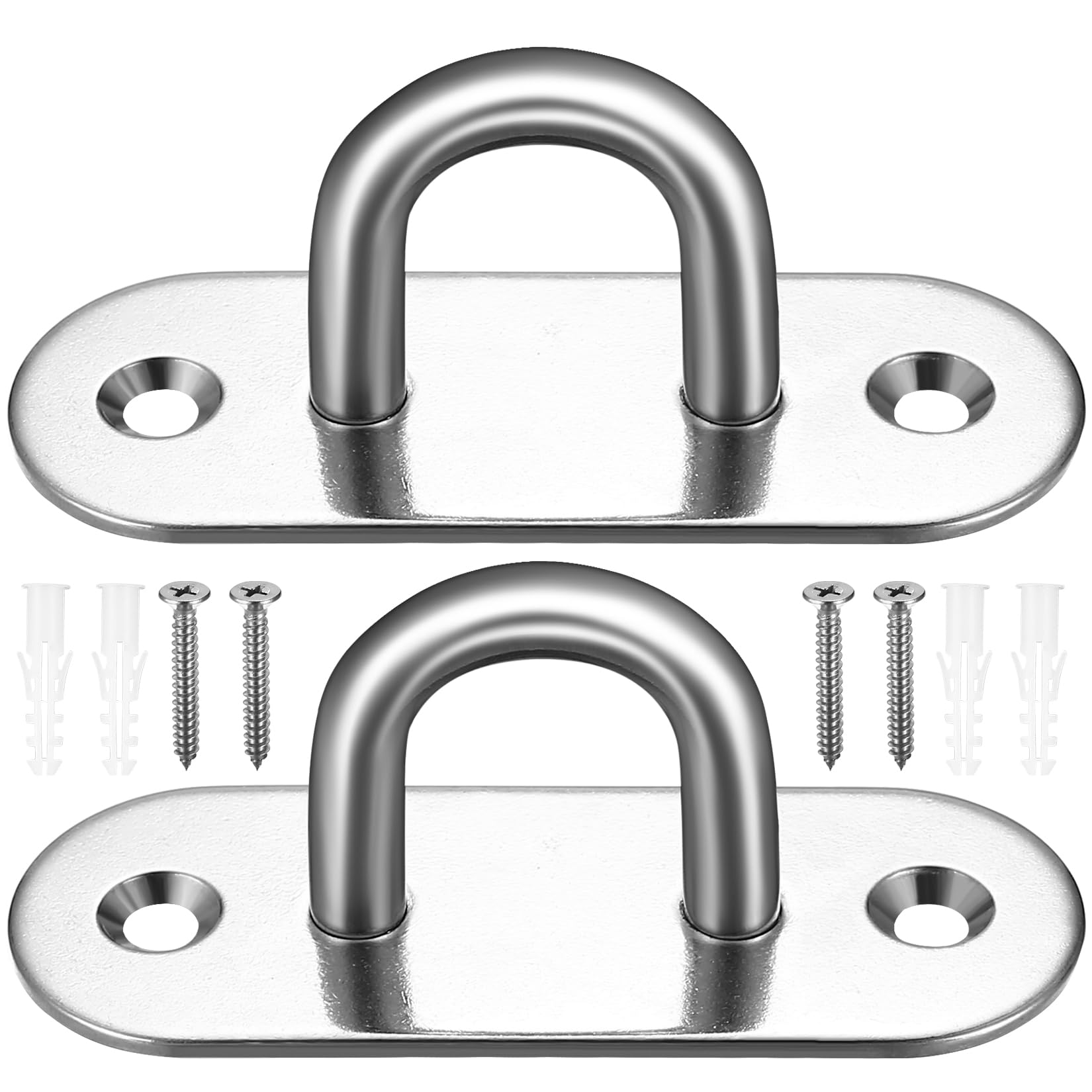 Zhujiehigh Eye Plates Heavy Duty Ceiling Hooks, 2 Pcs Swing Hangers Hooks 250KG Capacity, for Hanging Yoga Boxing Punch Bag Swing Chair Hammock Hanging Kit, Gym Wall Carabiner Suspension Hooks