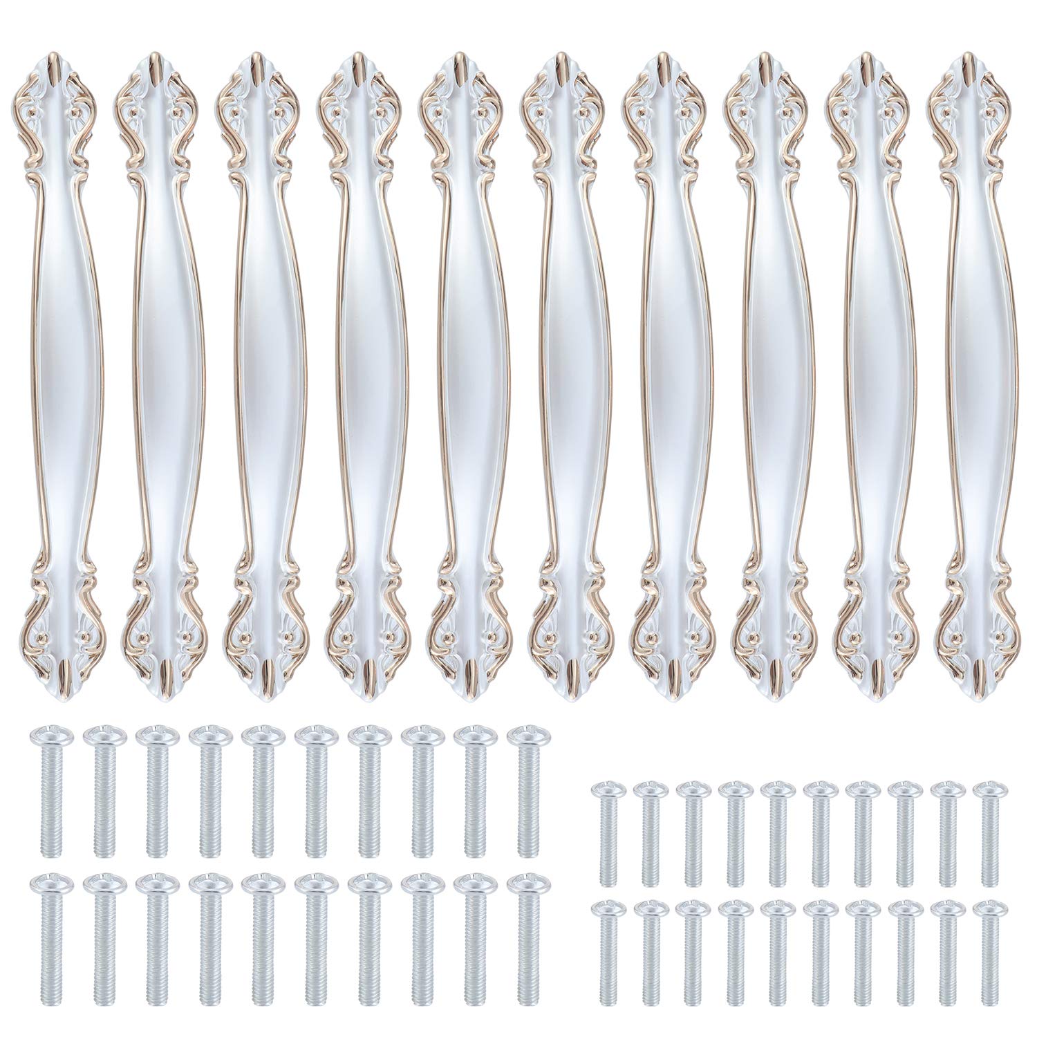 TsunNee 10PCS Vintage Cabinet Handles, Carved Drawer Pull Handles, Antique Cupboard Bow Pulls, Furniture Door Pull Handle, 96mm 3.78inches Hole Distance, Silver