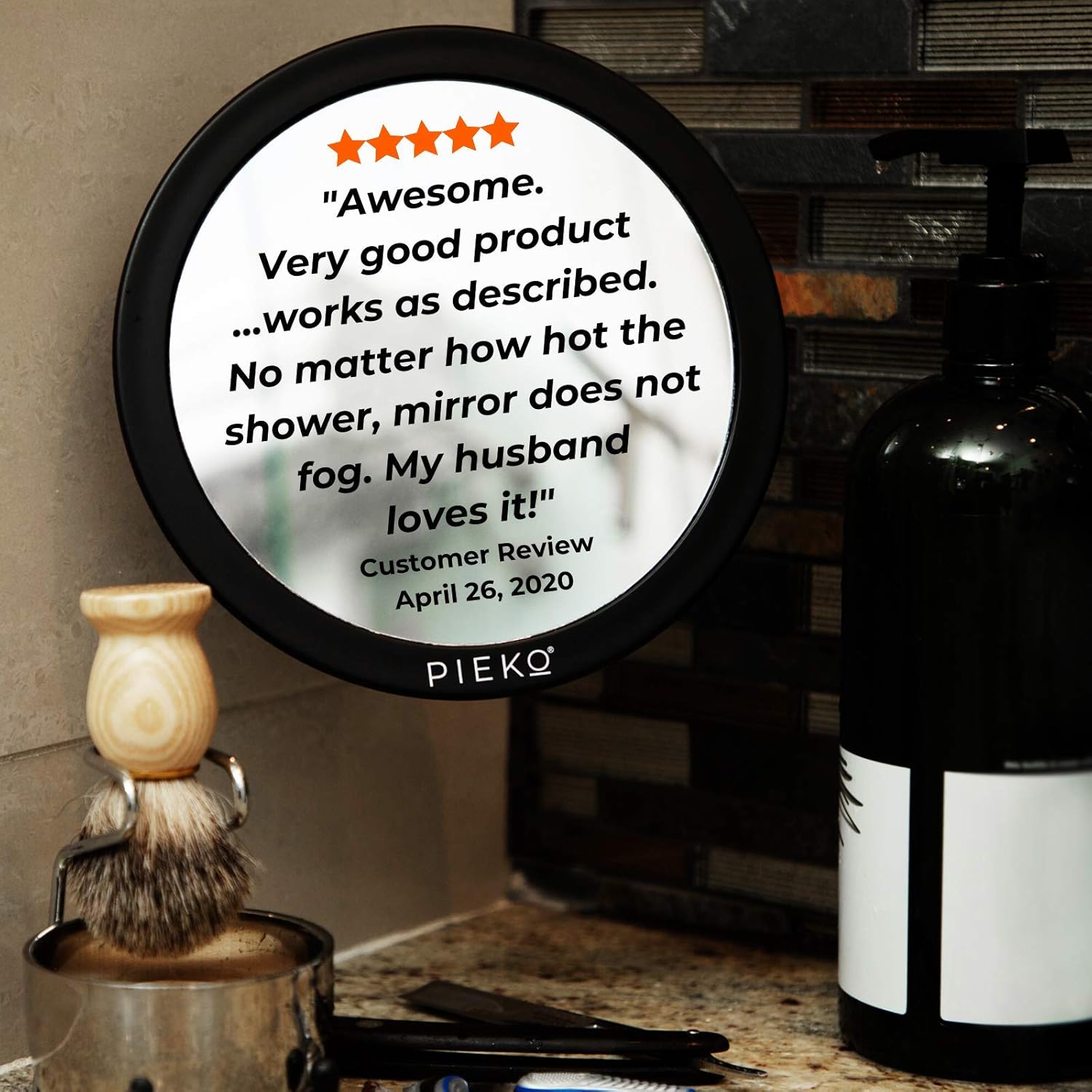 PIEKO Fogless Shower Mirror for Shaving - Fog Free, Shatterproof with Strong Twist Lock Suction Cup, Flexible 360 Swivel Head, Matte Black - Fogless: Kitchen & Dining