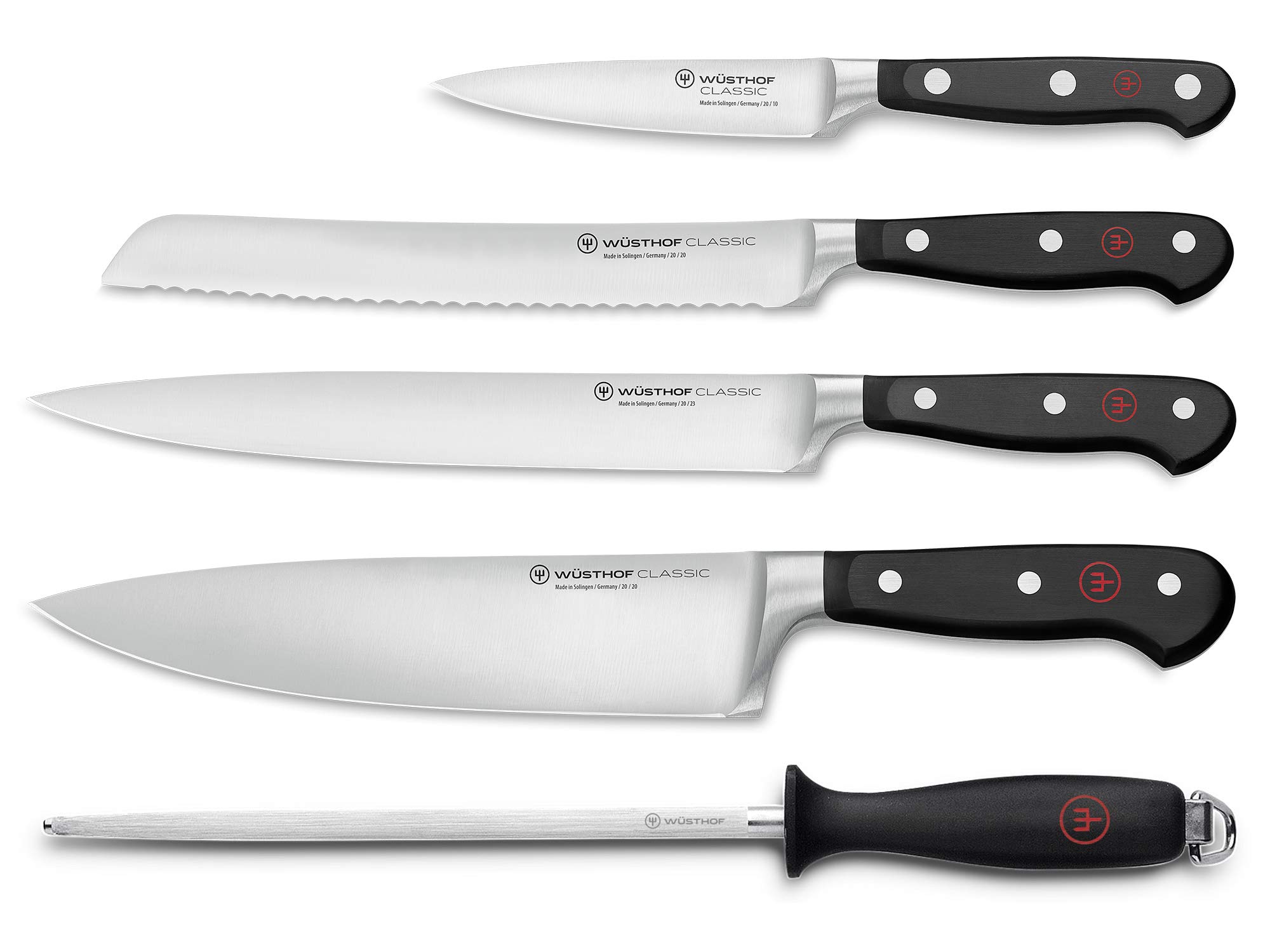 Wüsthof Classic Five Piece Chef's Knife Set, Black, Silver