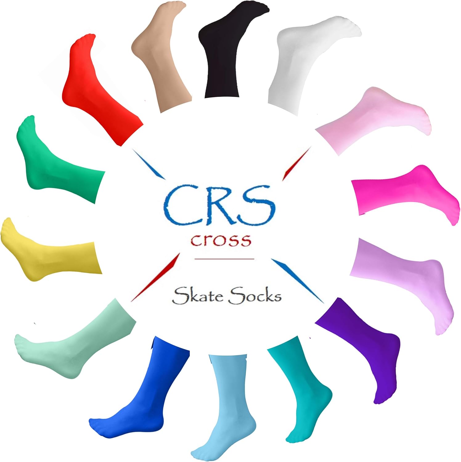 CRS Cross Figure Skating Socks (2 Pair) Knee High Tights for Ice Skates, Footed Skate Socks, Dance Tights (Twizzle Tan): Clothing