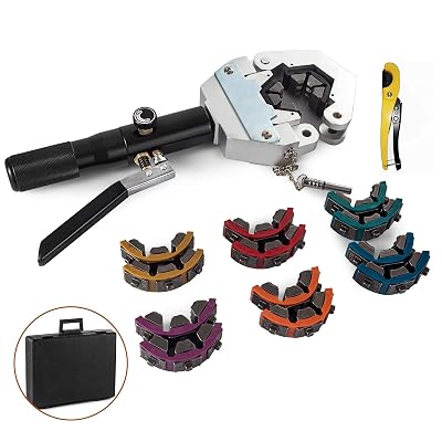 71500 AC Hose Crimper Hand-held Hydraulic Hose Crimper with 3 Dies Covering Hose and 4 Reduced Barrier Manual Hose Crimper Kit for Repairing AC Hoses