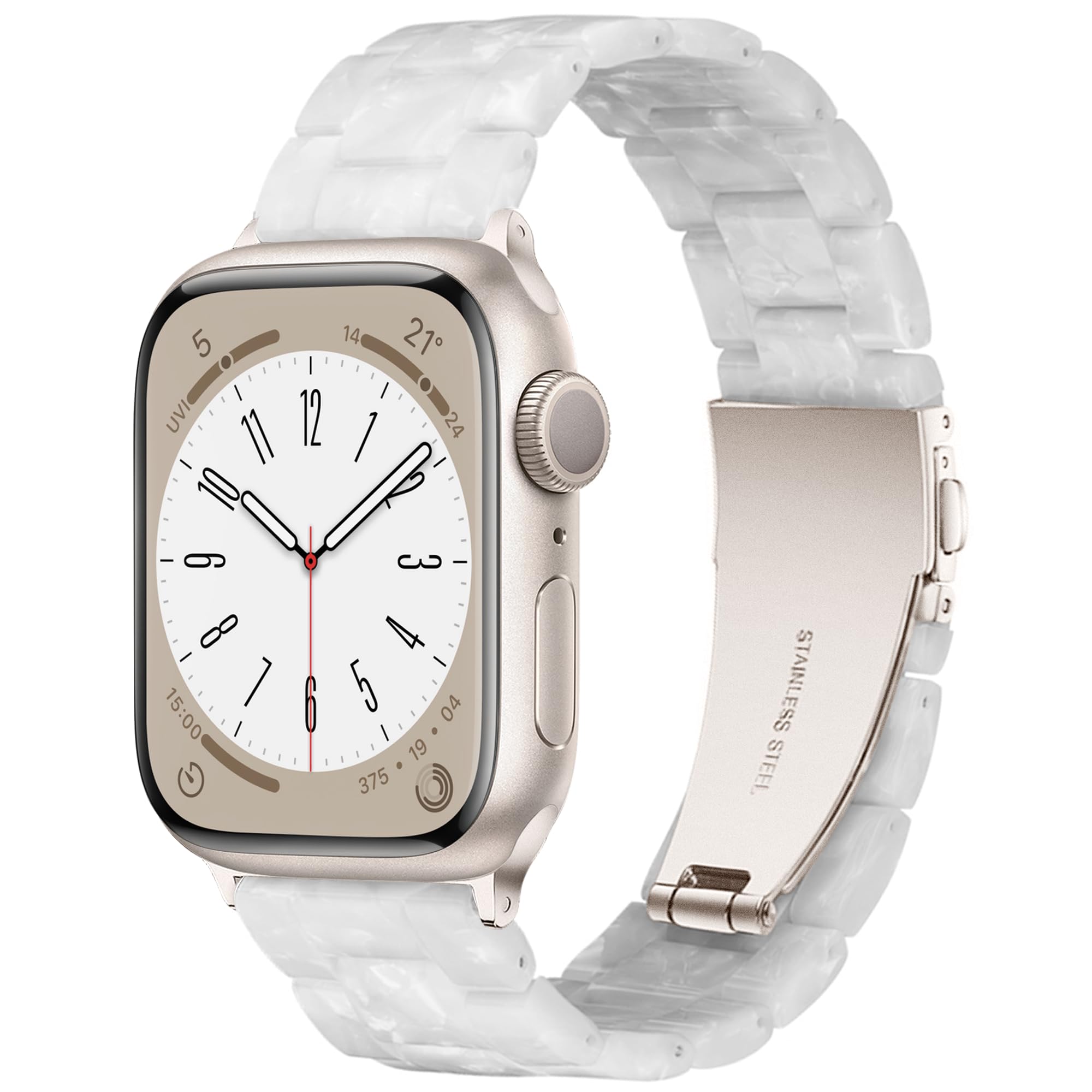 Photo 1 of Melyis Resin Band for Apple Watch Bands 42mm 41mm 40mm 38mm, fit Apple Watch Bands for Women 40mm, iWatch Bands for Women, Strap for Apple Watch Series 11 10 9 SE 8 7 6 5 4 3 2-Pearl White