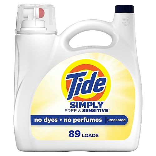 Tide Simply Liquid Laundry Detergent, Free & Sensitive, 89 Loads, 117 oz, Tide Liquid Laundry Detergent, Laundry Soap