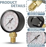 Innfeeltech 50mm BSP 1/4 Pressure Gauge 0-14 Bar 0-200 Psi Radial view 3