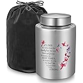 SOITIS Up to 140 lbs Medium Urn for Adult Human Ashes - 7.3 Inch Decorative Stainless Steel Cremation Urn, Big Keepsake Memorial Bird