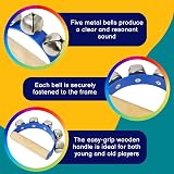 A-Star 5 Bell Jingle Hand Bell with Wooden Handle Blue view 3