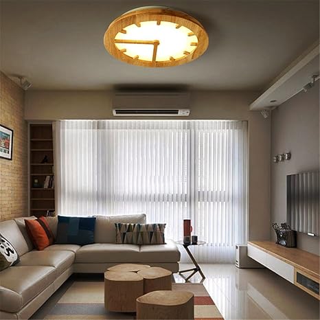 Dengwu Deckenleuchten Kreative Gravur Einfache Moderne Wohnzimmer Massivholz Dekorative Leuchten Led Deckenleuchte Aus Holz Holz Schlafzimmer Lampen 48 Cm Amazon De Beleuchtung