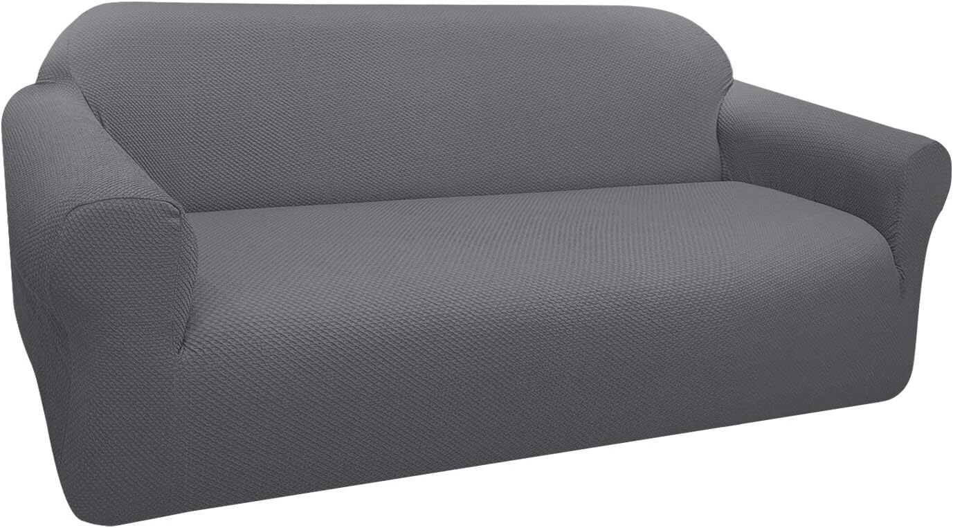 FAHUA Thick Couch Covers for 3 Cushion Couch 1-Piece Stretch Sofa Cover Slipcover Jacquard Non-Slip Furniture Protector for Dogs Pets Kids (Large, Light Gray): Kitchen & Dining