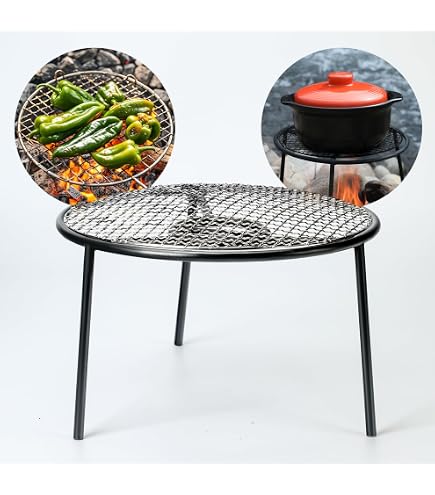 RROMATELX Small Portable Camping Grill - 304 Stainless Steel Folding Fire Pit Grate With Carry Bag For Outdoor BBQ
