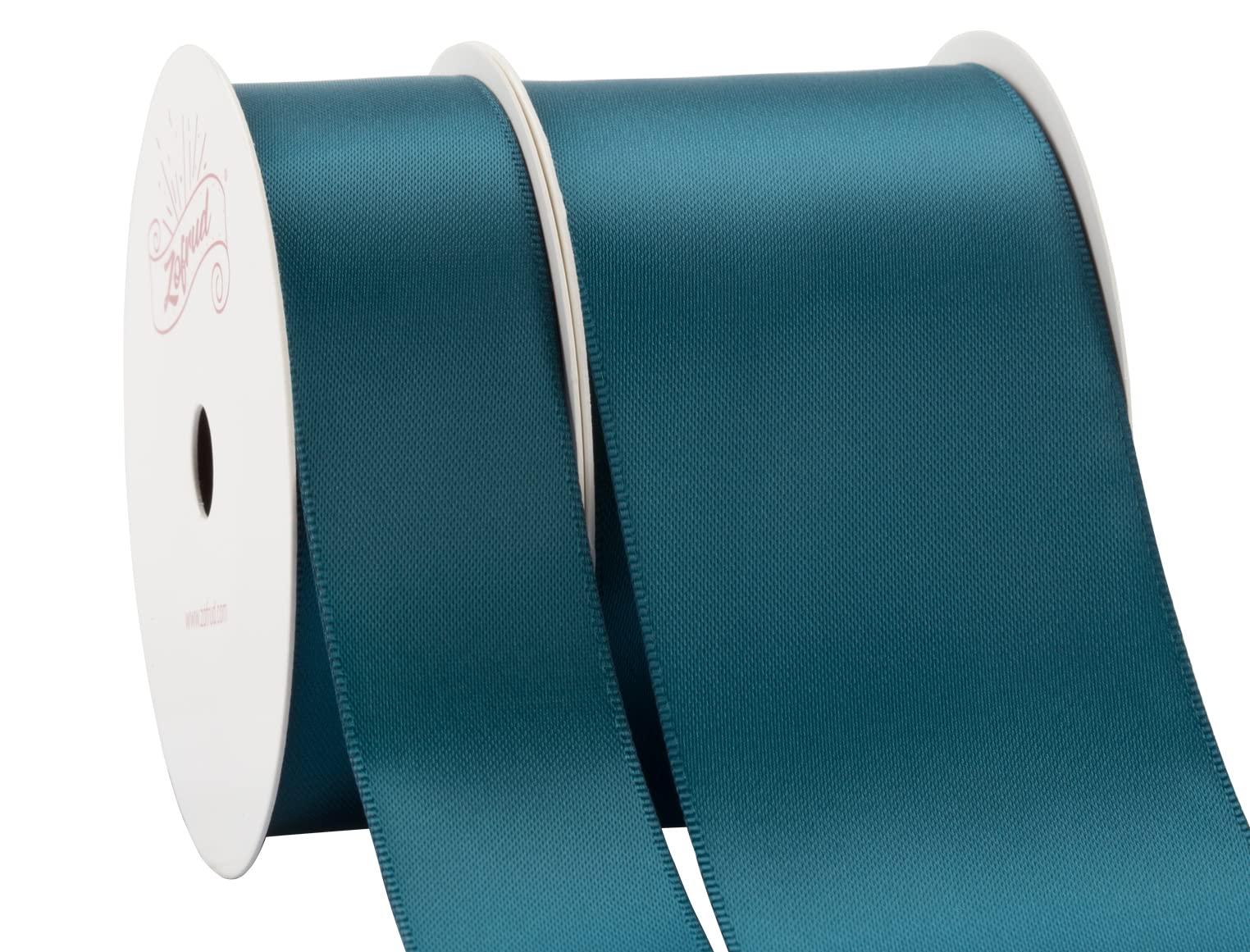 Zofrud 2 Rolls of Teal Double Faced Satin Ribbon - 18 Meters Total (25mm and 50mm x 9M) - Ideal for Crafts, Gift Wrapping, and Weddings