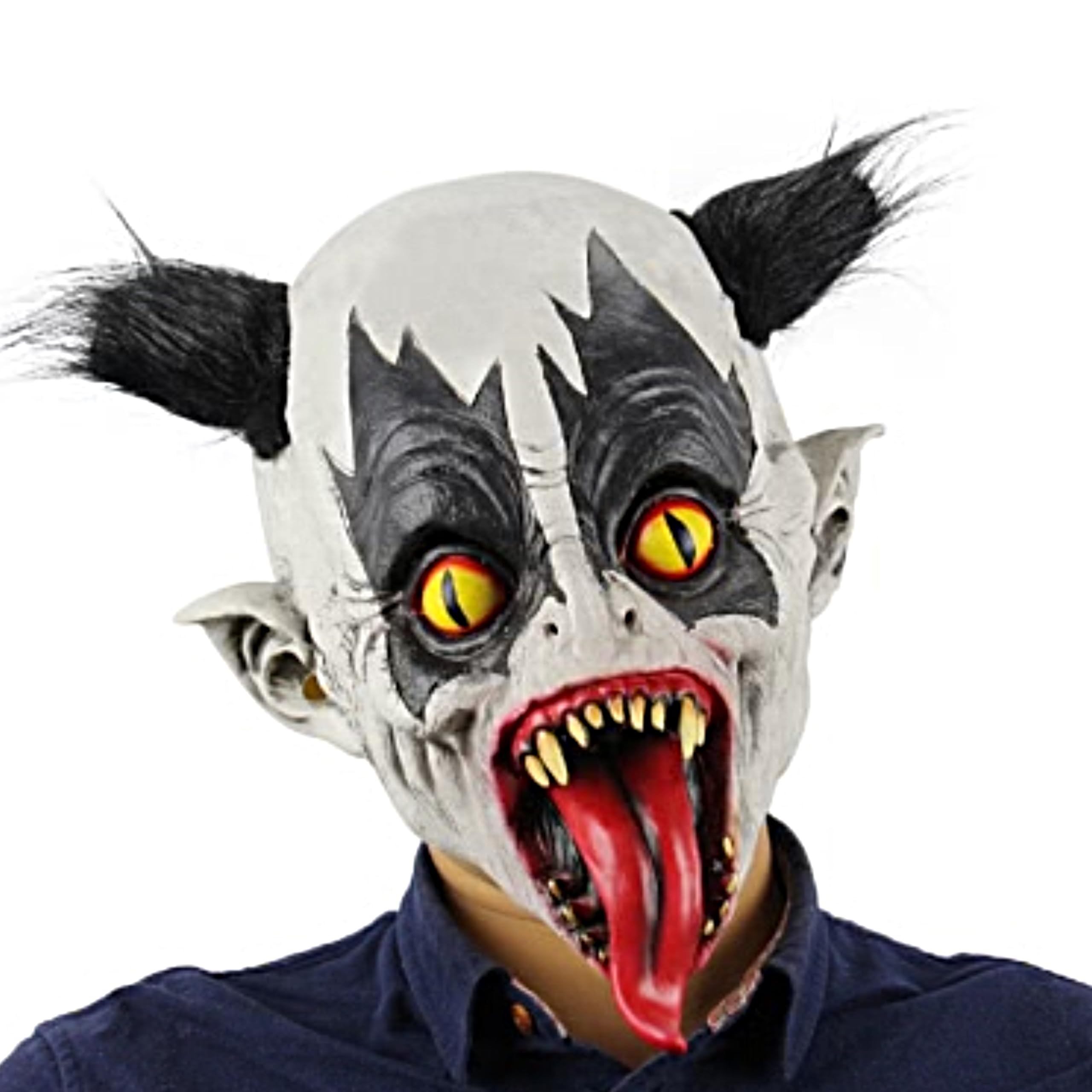 eBoutik – Adults Spooky Halloween Latex Realistic Shrieking Banshee Costume - Scary Creepy Smiling Ghost Demon Silicone Full Cover Head Mask For Cosplay or Fancy Dress - Devil Clown