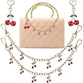 Nosiny 4 Pcs Cherry Bag Charms Keychain Sets for Handbags Cute Gold Chain Strap Decorative Handbag Charms Set for Women Purse Handbag Wallet Cross-body Shoulder Bag Accessories