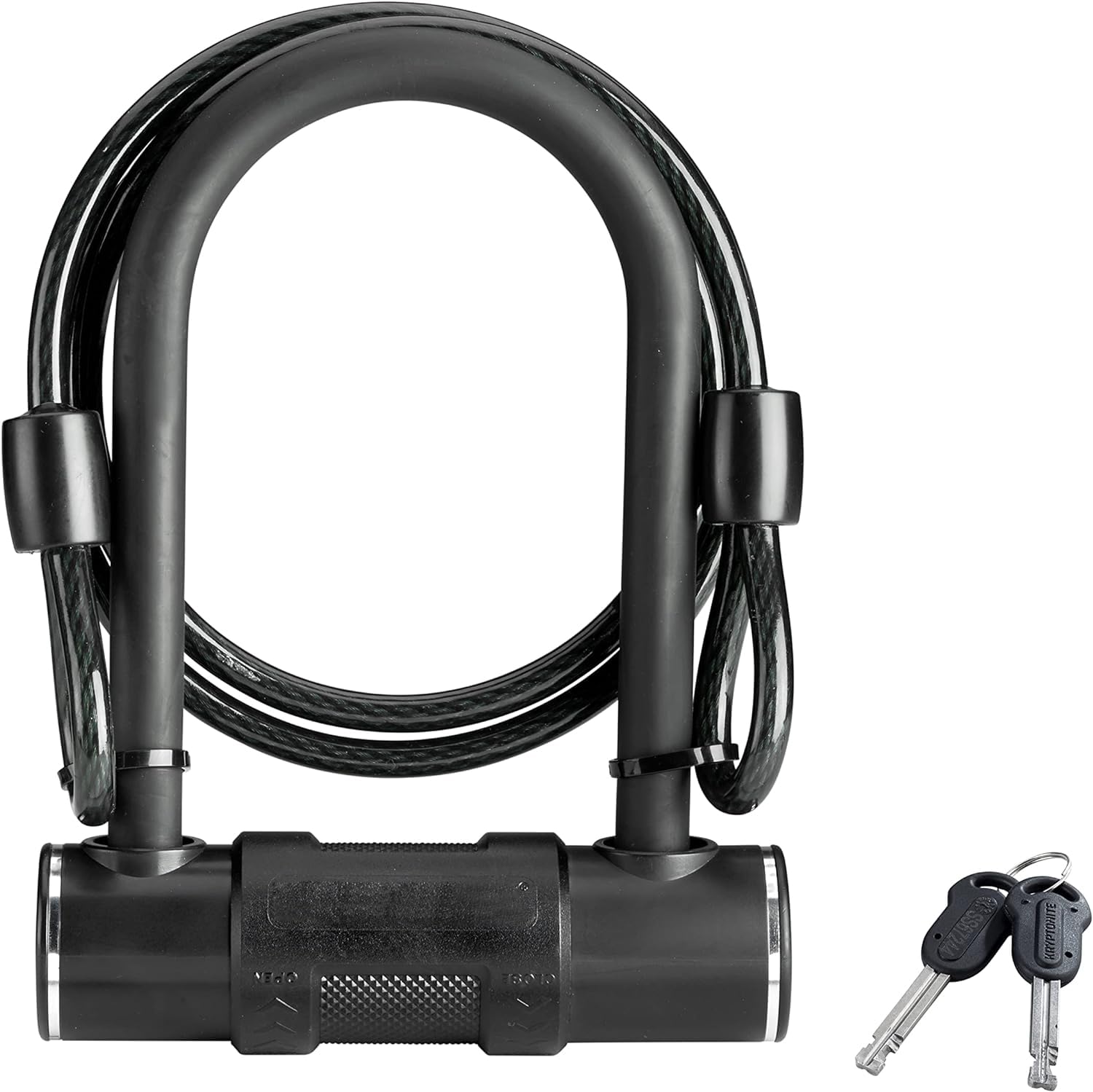 Bicycle Shackle Lock with Steel Cable, High Security Anti-Theft Bicycle Lock