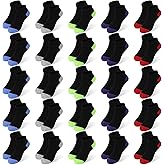 ZERULETS 25 Pairs Toddler Kids Socks, Ankle Athletic Low Cut Short Socks for Boys Girls 1-14 Years
