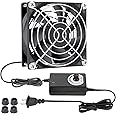 KEYFANCLUB 80mm Small Computer Fan with AC Plug, 110V 120V 220V 240V Fan with Speed Controller, Cooling for Gaming PC, Modem,